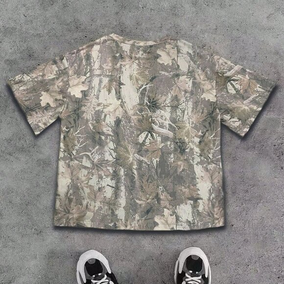 Army Green Casual Women's Loose Camouflage Print Short Sleeve T-Shirt - Picture 2 of 5